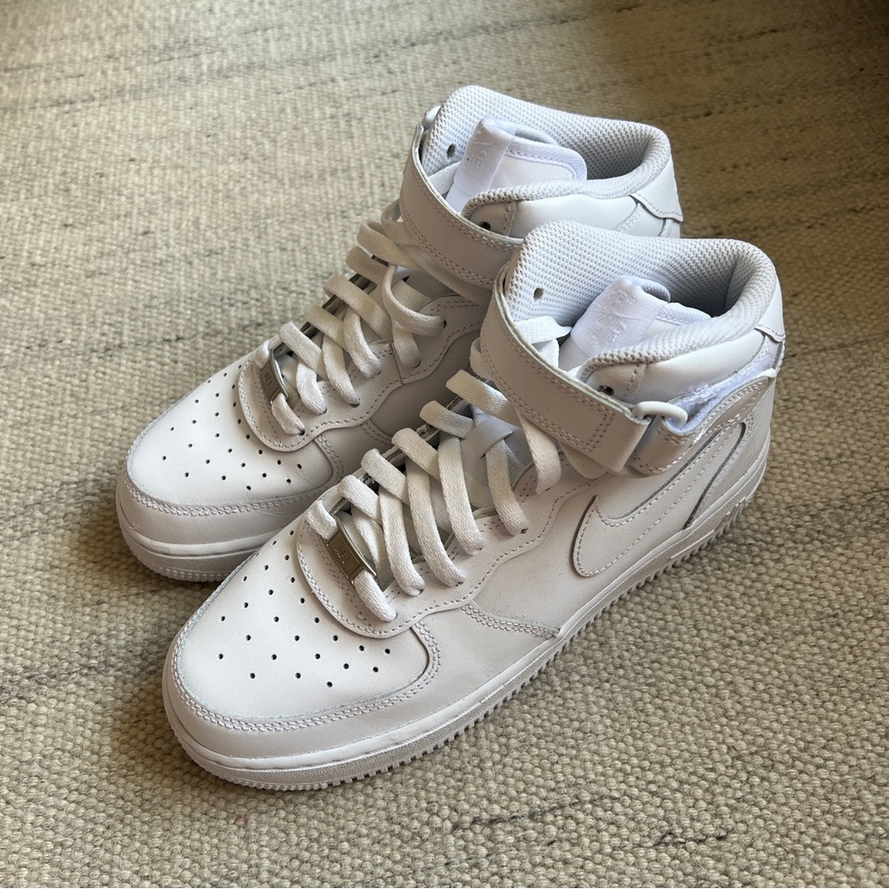 Nike Air Force One All White High Top Sneakers